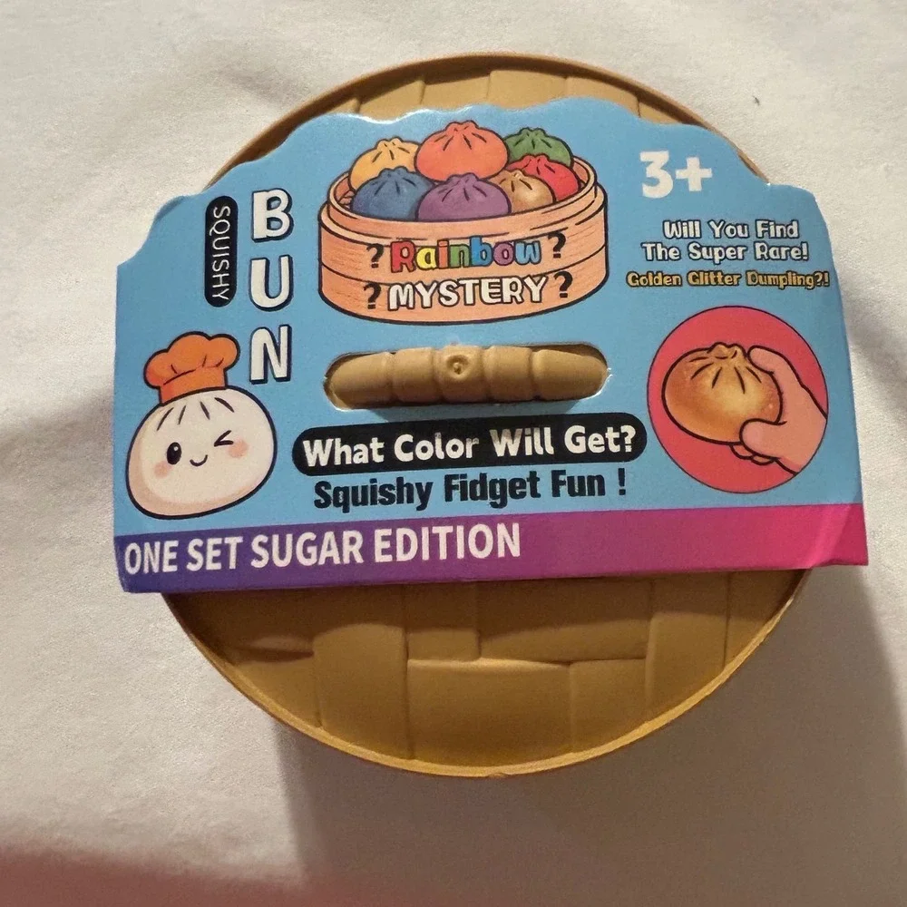 Squishy Bun Squeezy Dumplings Sugar Edition Mystery Fidget Toy Steamer Basket